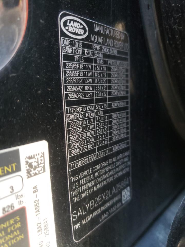 Photo 10 from auction – 2020 LAND ROVER RANGE ROVE with VIN SALYB2EX2LA258641
