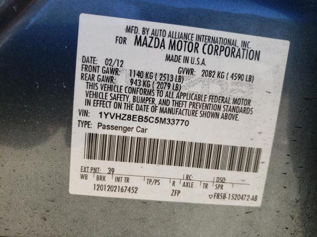 Photo 10 from auction – 2012 MAZDA 6 S with VIN 1YVHZ8EB5C5M33770