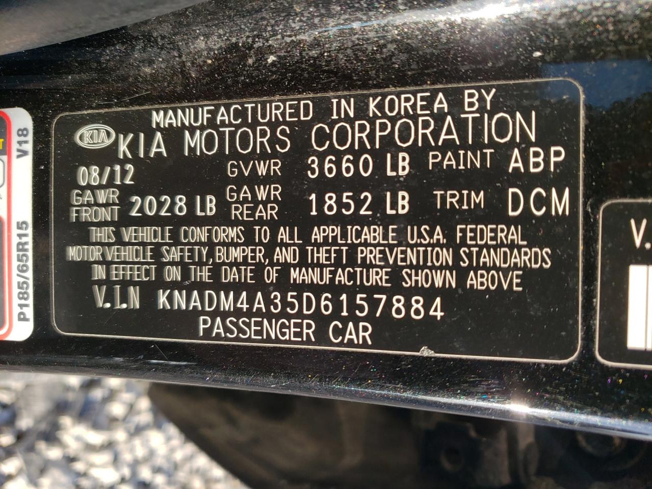 Photo 10 from auction – 2013 KIA RIO LX with VIN KNADM4A35D6157884