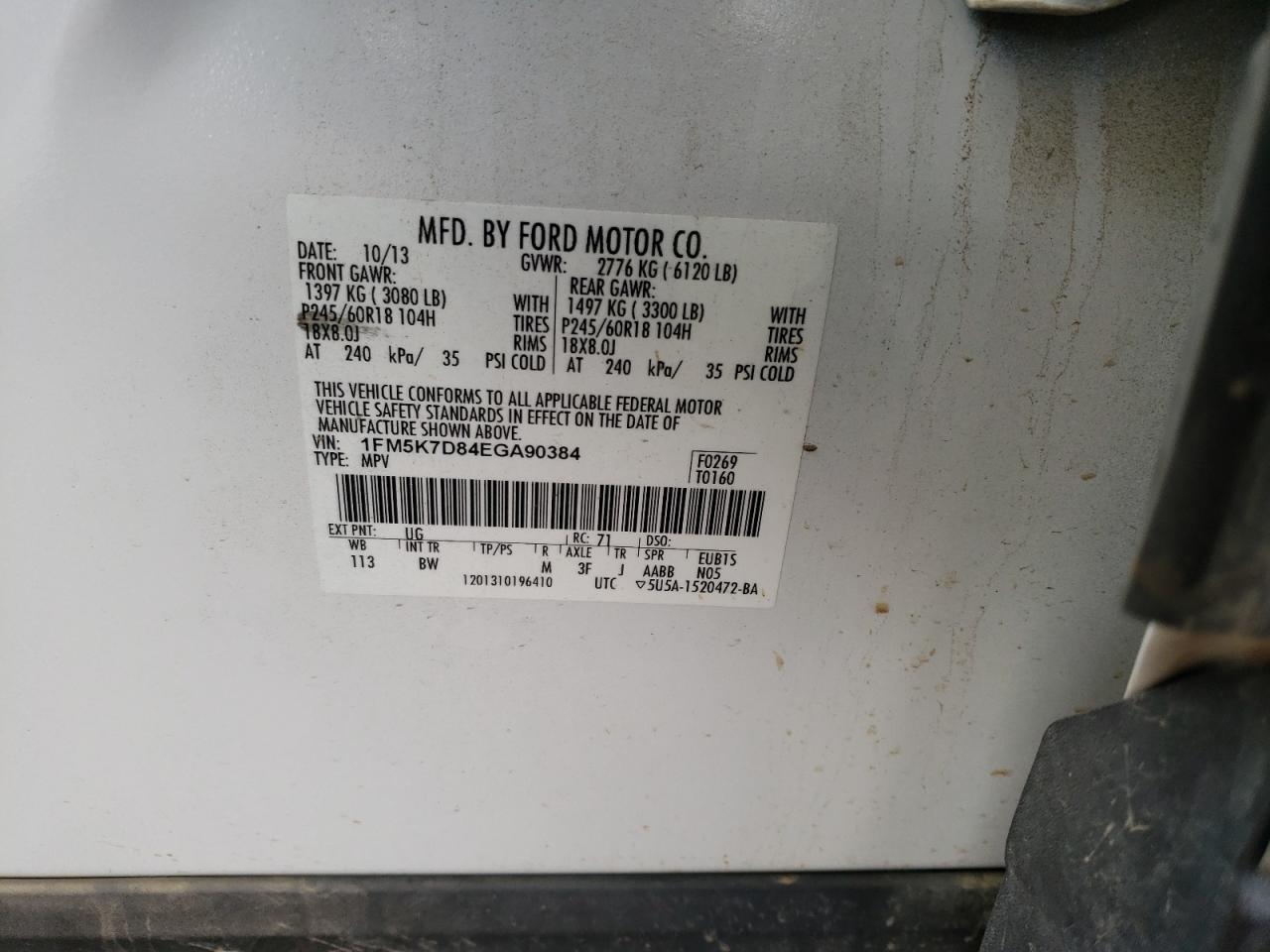 Photo 10 from auction – 2014 FORD EXPLORER X with VIN 1FM5K7D84EGA90384