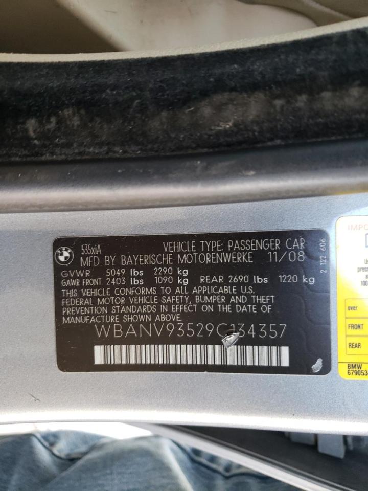 Photo 10 from auction – 2009 BMW 535 XI with VIN WBANV93529C134357