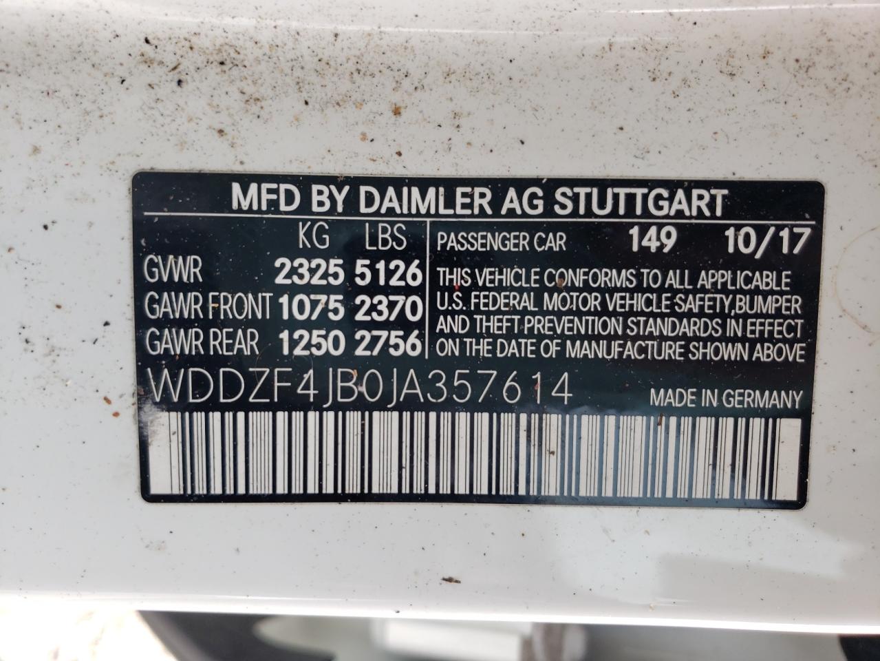 Photo 10 from auction – 2018 MERCEDES-BENZ E 300 with VIN WDDZF4JB0JA357614