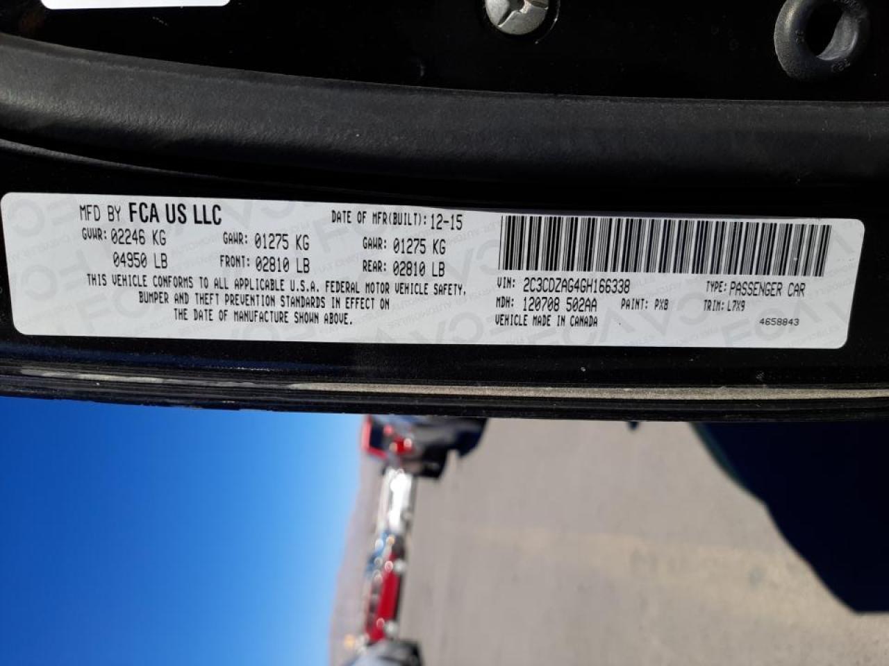 Photo 10 from auction – 2016 DODGE CHALLENGER with VIN 2C3CDZAG4GH166338