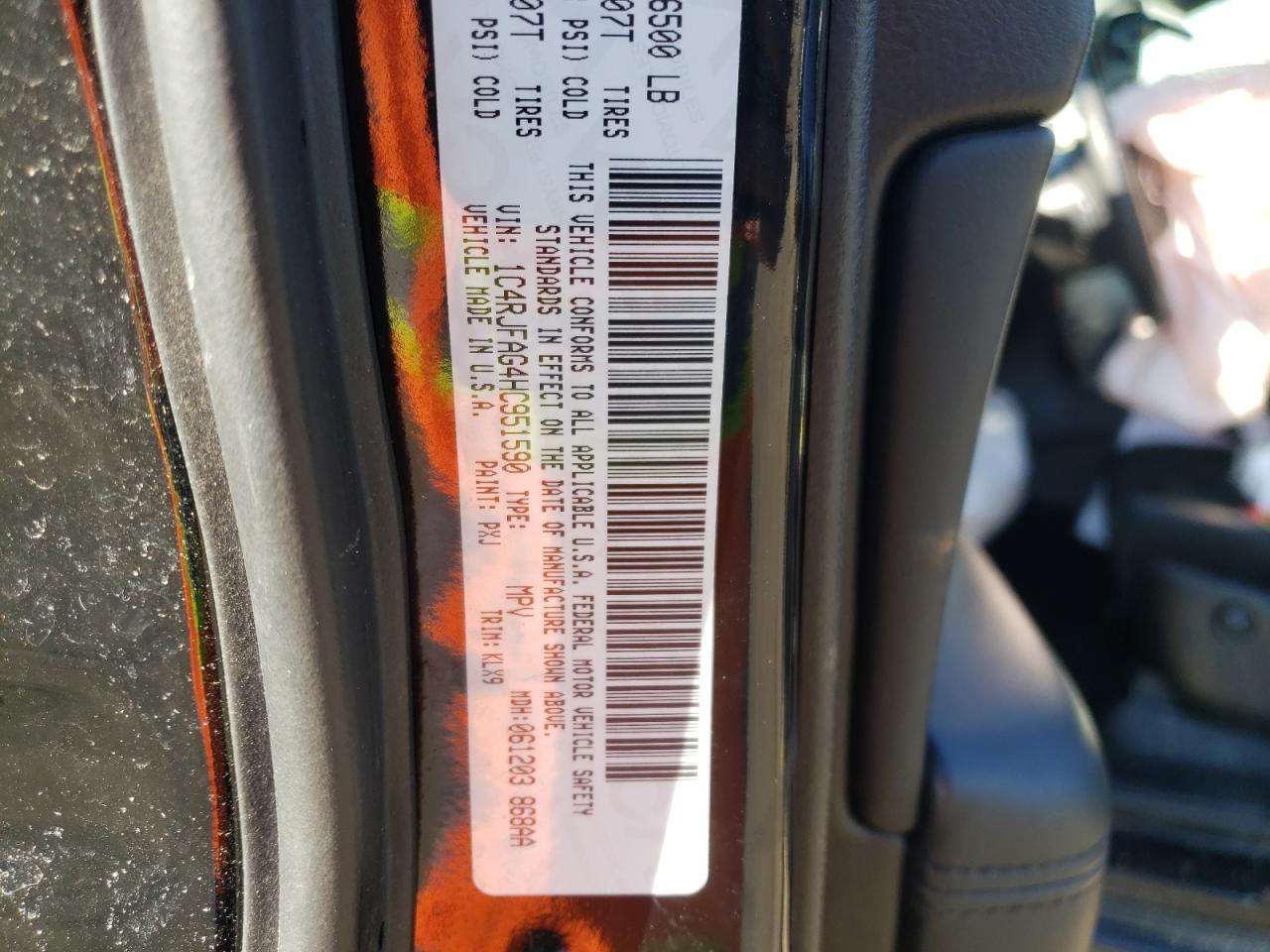 Photo 10 from auction – 2017 JEEP GRAND CHER with VIN 1C4RJFAG4HC951590