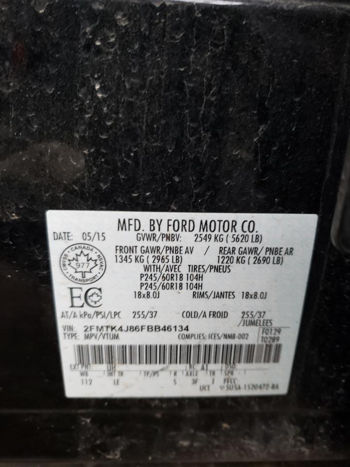 Photo 10 from auction – 2015 FORD EDGE SEL with VIN 2FMTK4J86FBB46134