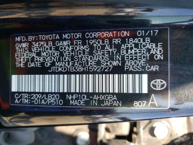 Photo 10 from auction – 2017 TOYOTA PRIUS C with VIN JTDKDTB38H1592727