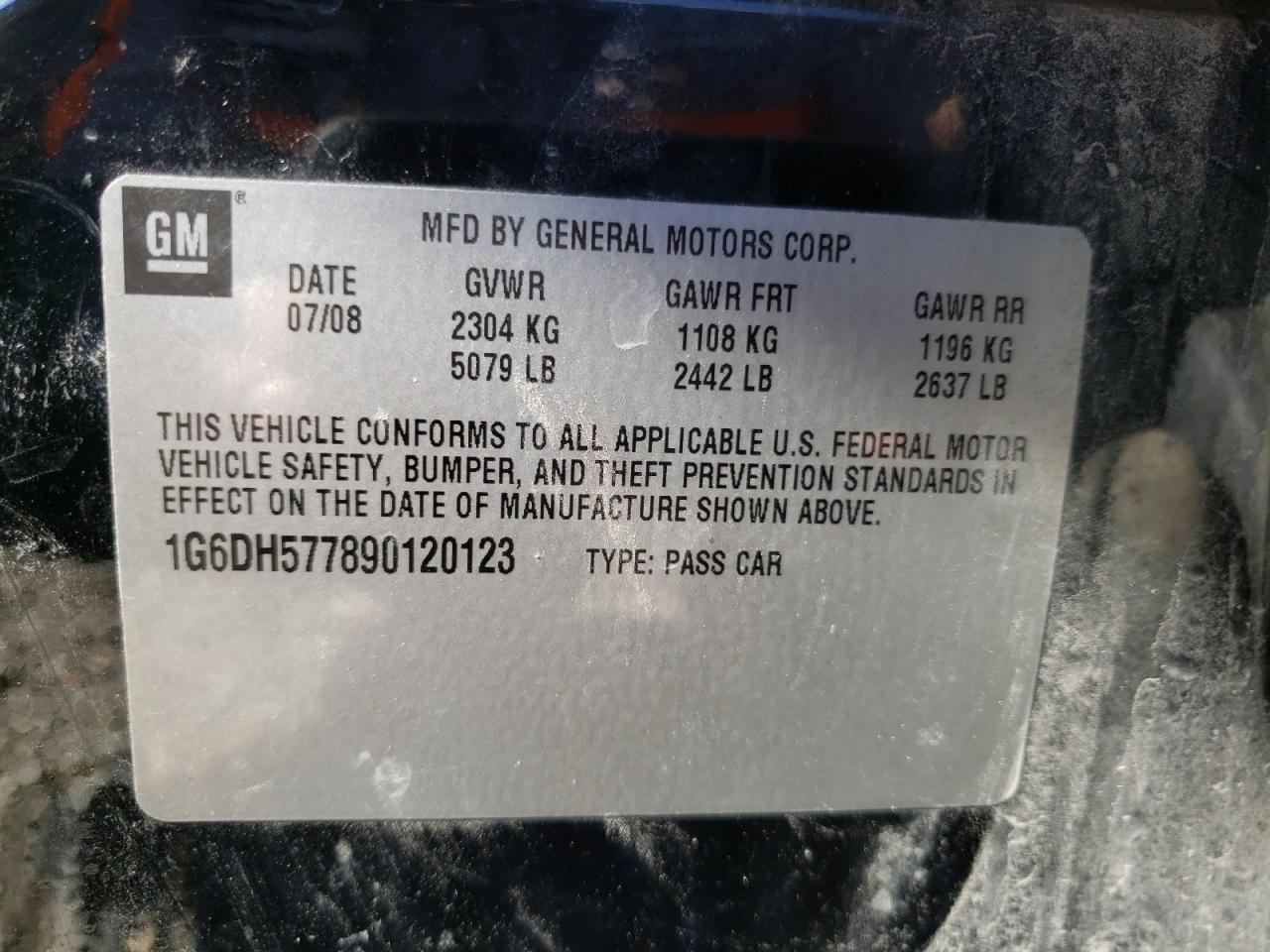 Photo 10 from auction – 2009 CADILLAC CTS with VIN 1G6DH577890120123