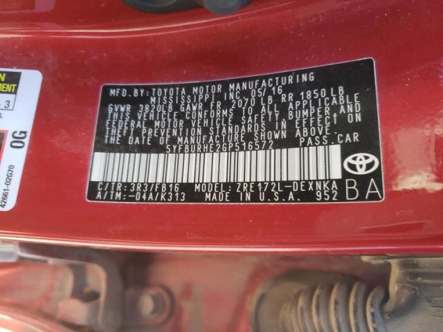 Photo 10 from auction – 2016 TOYOTA COROLLA L with VIN 5YFBURHE2GP516572