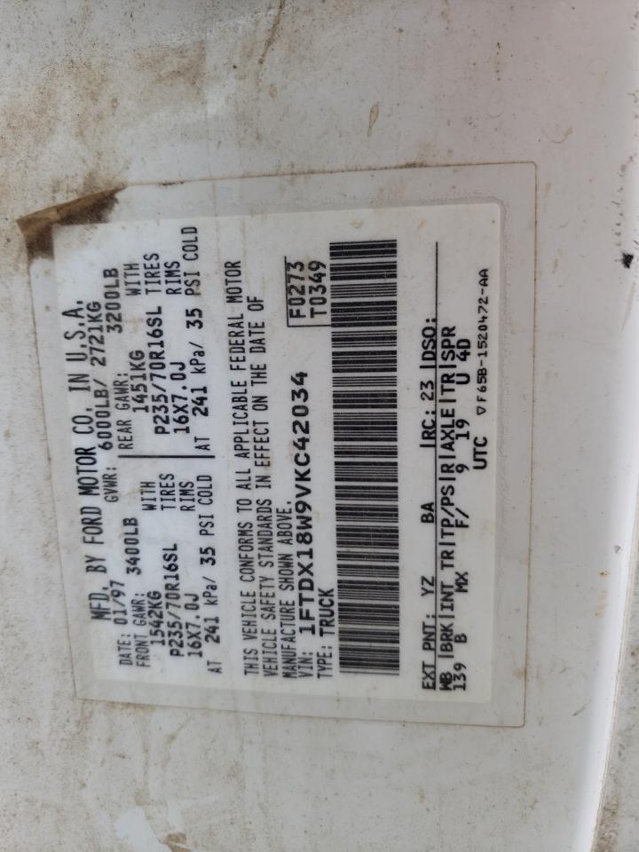 Photo 10 from auction – 1997 FORD F150 with VIN 1FTDX18W9VKC42034