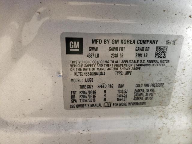 Photo 10 from auction – 2016 CHEVROLET TRAX LS with VIN KL7CJNSB4GB640844