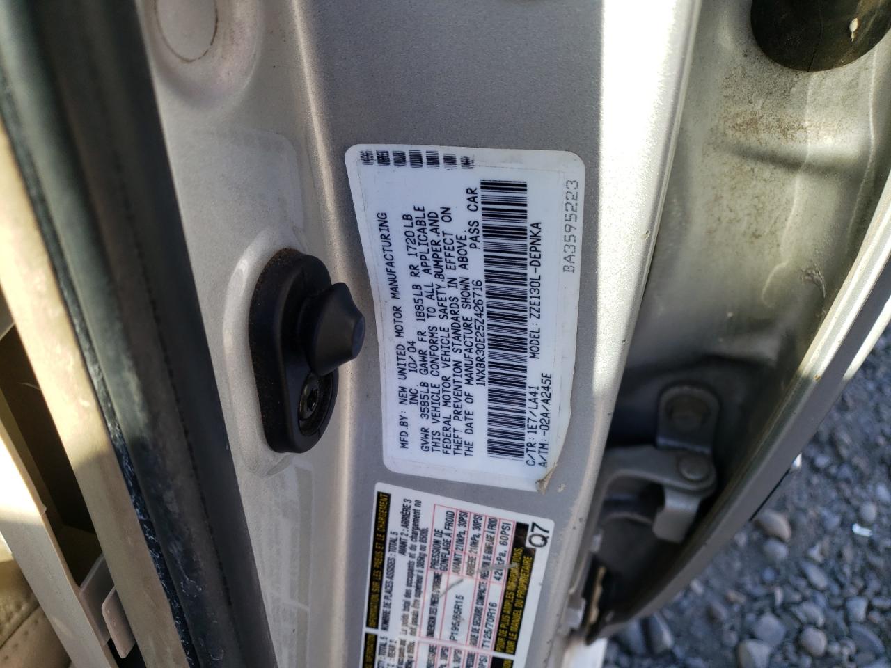 Photo 10 from auction – 2005 TOYOTA COROLLA CE with VIN 1NXBR30E25Z426716