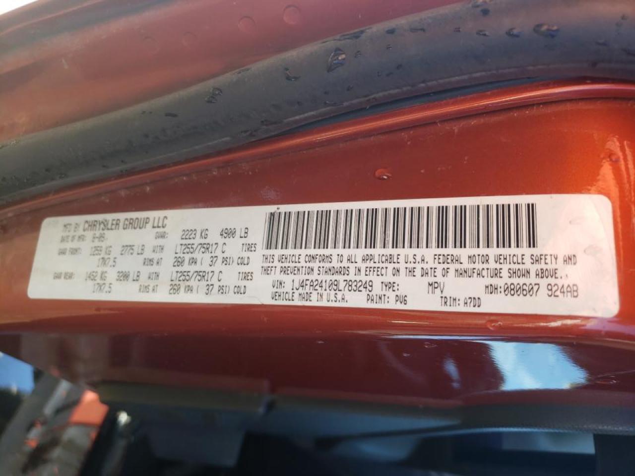 Photo 10 from auction – 2009 JEEP WRANGLER X with VIN 1J4FA24109L783249