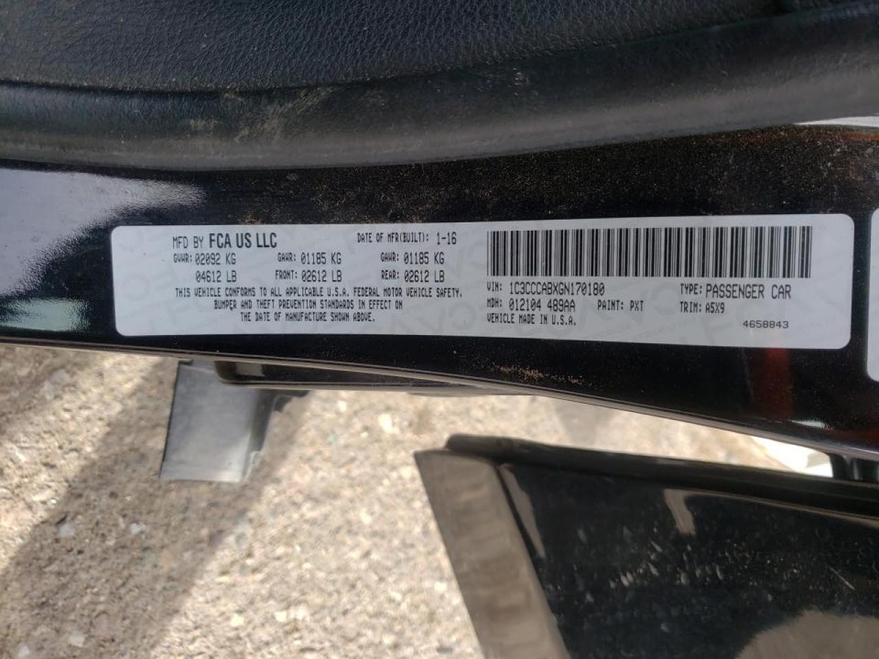 Photo 10 from auction – 2016 CHRYSLER 200 LIMITE with VIN 1C3CCCABXGN170180