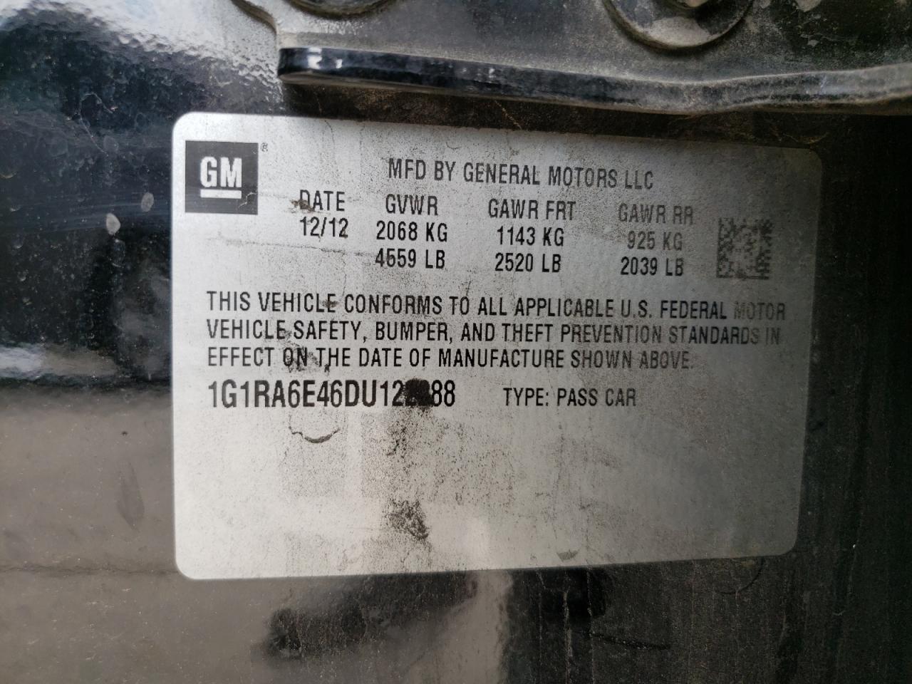 Photo 10 from auction – 2013 CHEVROLET VOLT with VIN 1G1RA6E46DU122288