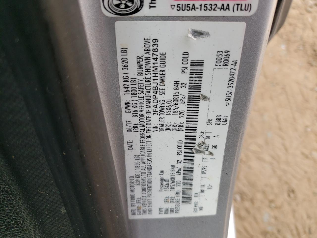 Photo 10 from auction – 2017 FORD FIESTA SE with VIN 3FADP4BJ1HM147839