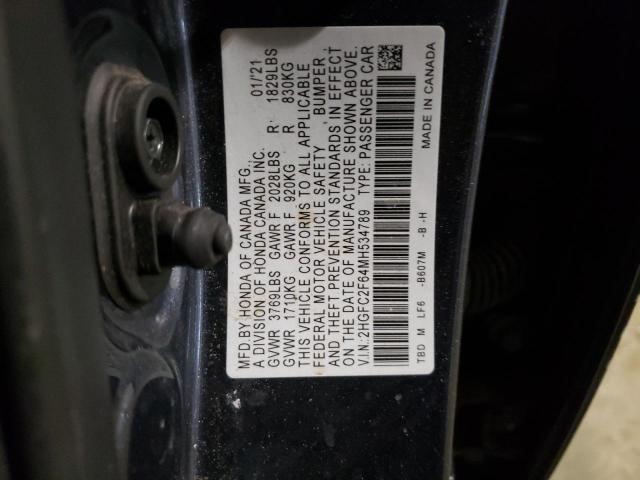 Photo 10 from auction – 2021 HONDA CIVIC LX with VIN 2HGFC2F64MH534789