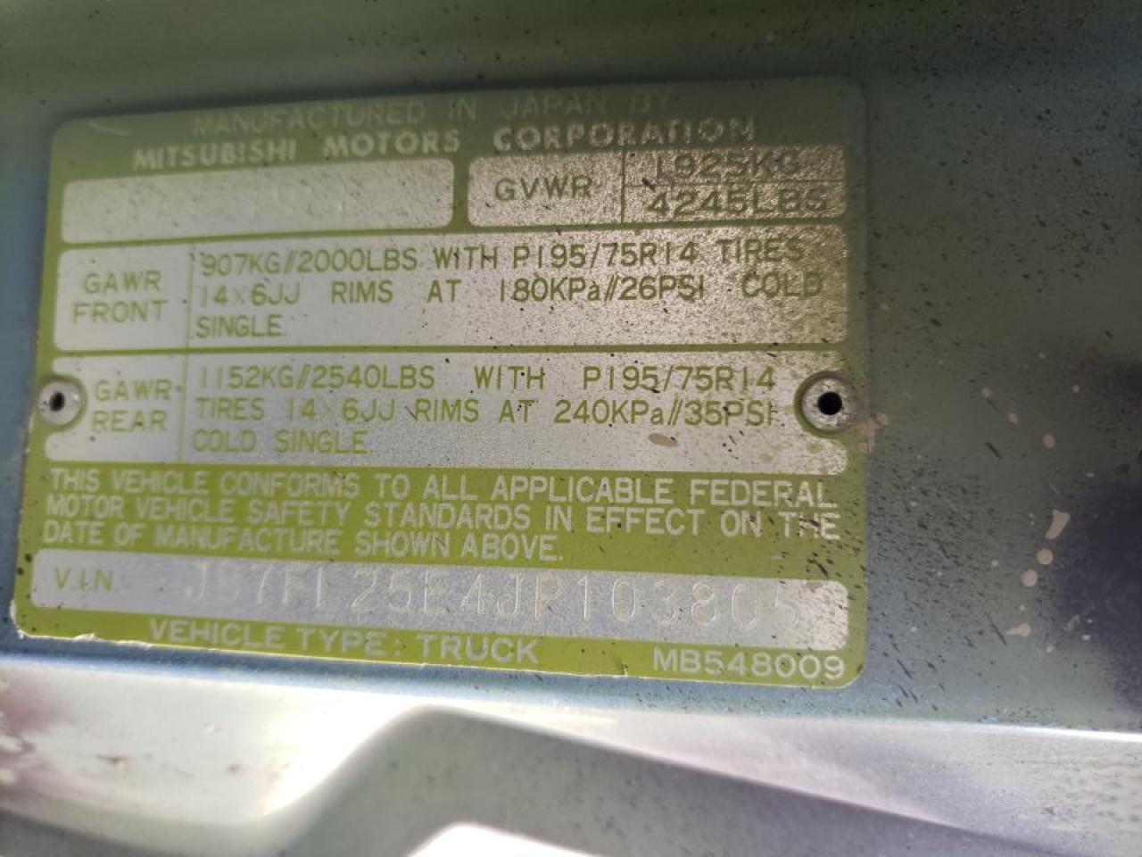 Photo 10 from auction – 1988 DODGE RAM 50 with VIN JB7FL25E4JP103805