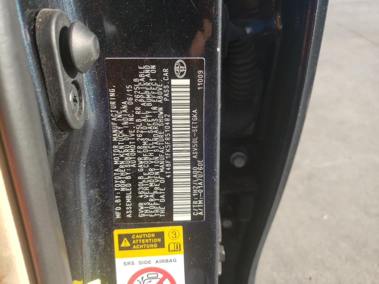 Photo 10 from auction – 2015 TOYOTA CAMRY LE with VIN 4T4BF1FK5FR510482