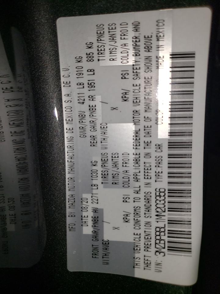 Photo 10 from auction – 2021 MAZDA 3 SELECT with VIN 3MZBPBBL1MM203356