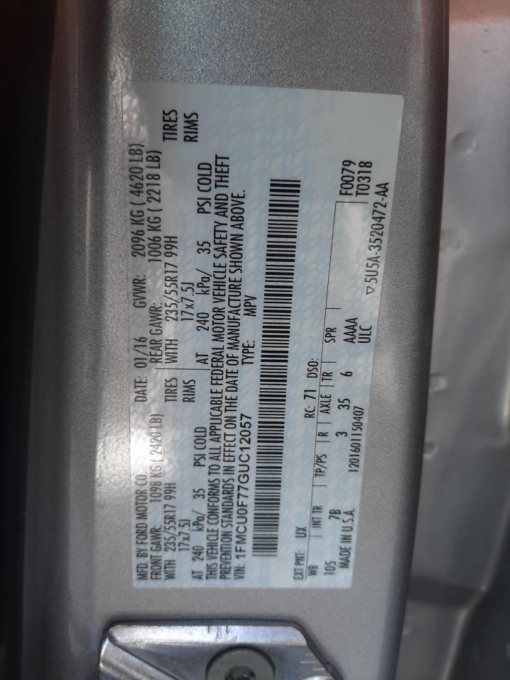 Photo 10 from auction – 2016 FORD ESCAPE S with VIN 1FMCU0F77GUC12057