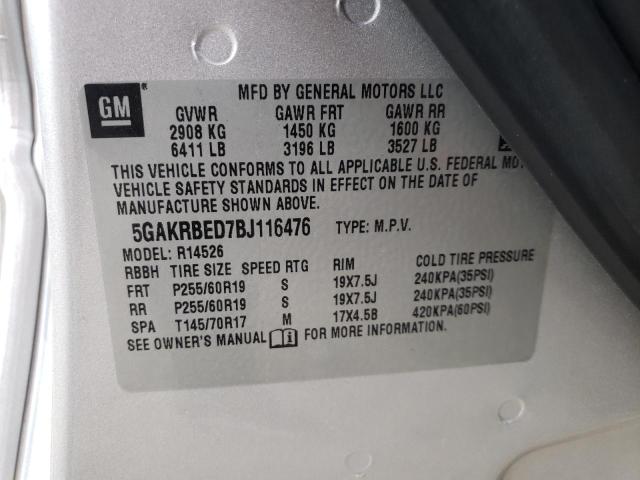Photo 10 from auction – 2011 BUICK ENCLAVE CX with VIN 5GAKRBED7BJ116476
