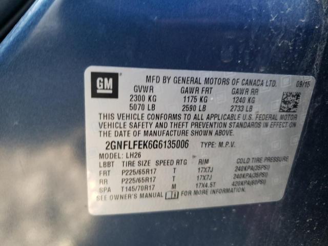 Photo 10 from auction – 2016 CHEVROLET EQUINOX LT with VIN 2GNFLFEK6G6135006