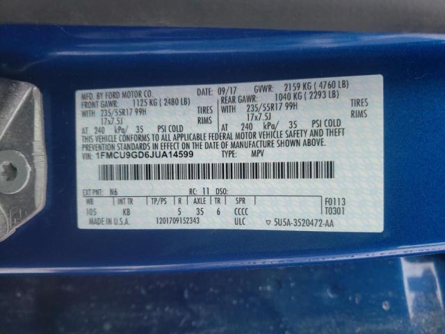 Photo 10 from auction – 2018 FORD ESCAPE SE with VIN 1FMCU9GD6JUA14599