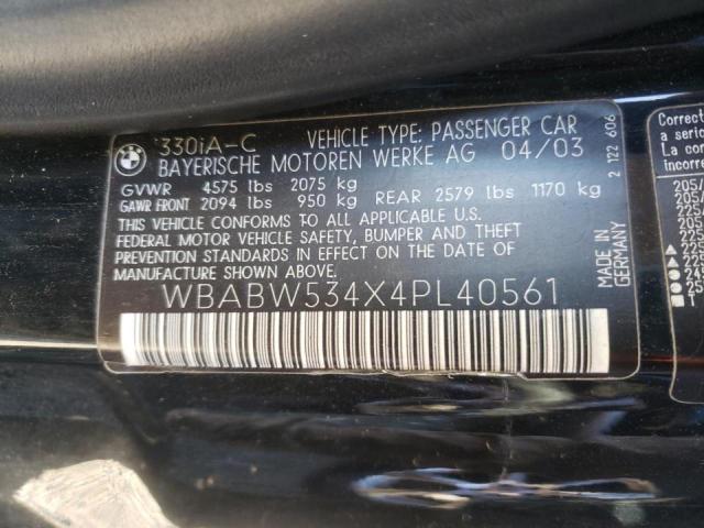 Photo 10 from auction – 2004 BMW 330 CI with VIN WBABW534X4PL40561