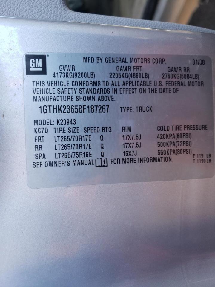 Photo 10 from auction – 2008 GMC SIERRA K25 with VIN 1GTHK23658F187267