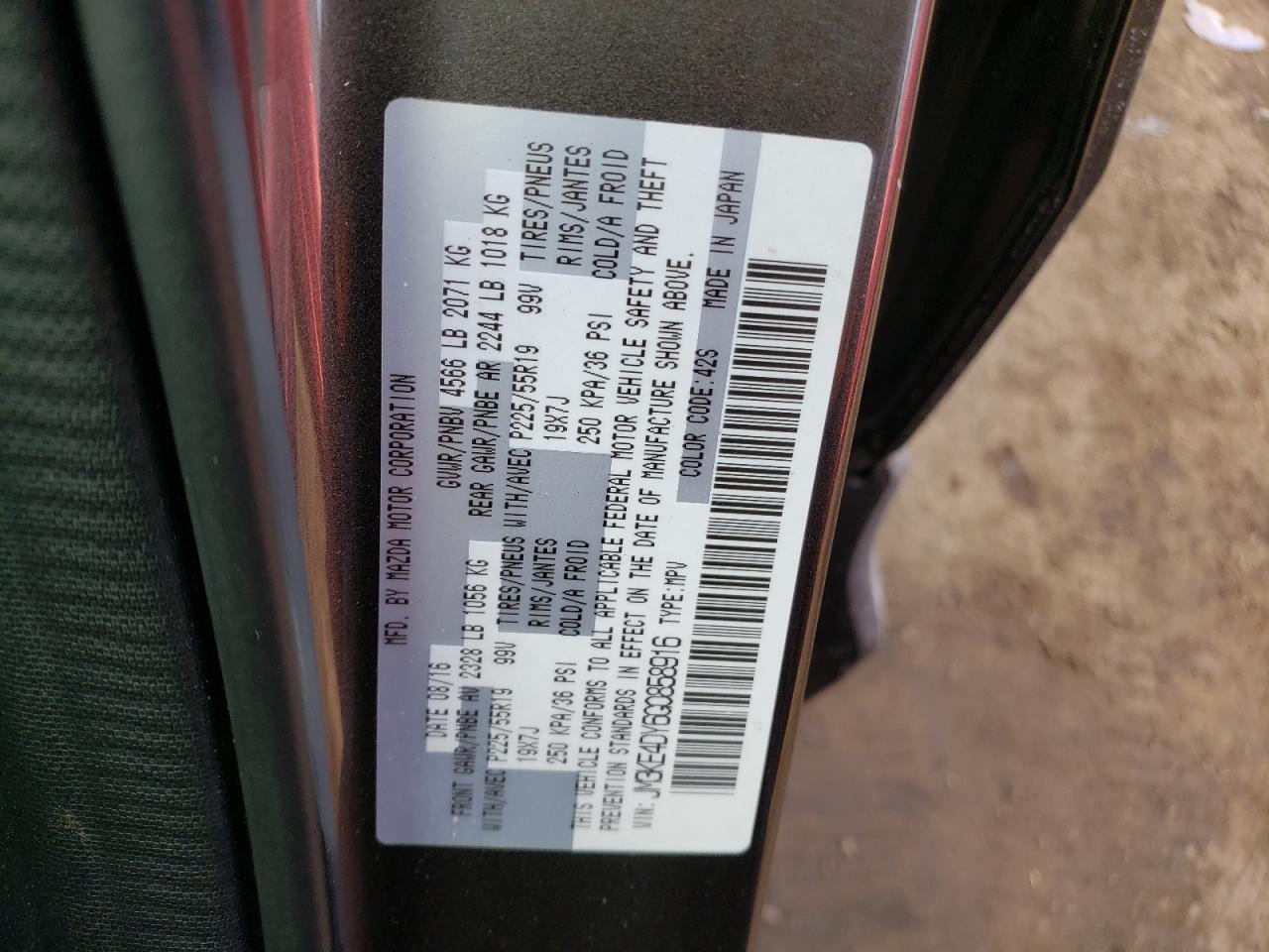 Photo 10 from auction – 2016 MAZDA CX-5 GT with VIN JM3KE4DY6G0858916