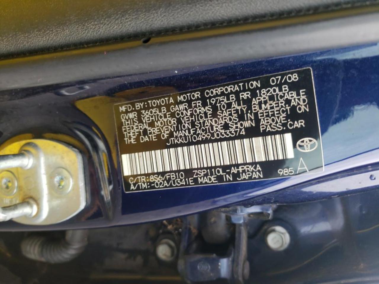 Photo 10 from auction – 2009 TOYOTA SCION with VIN JTKKU10499J033374