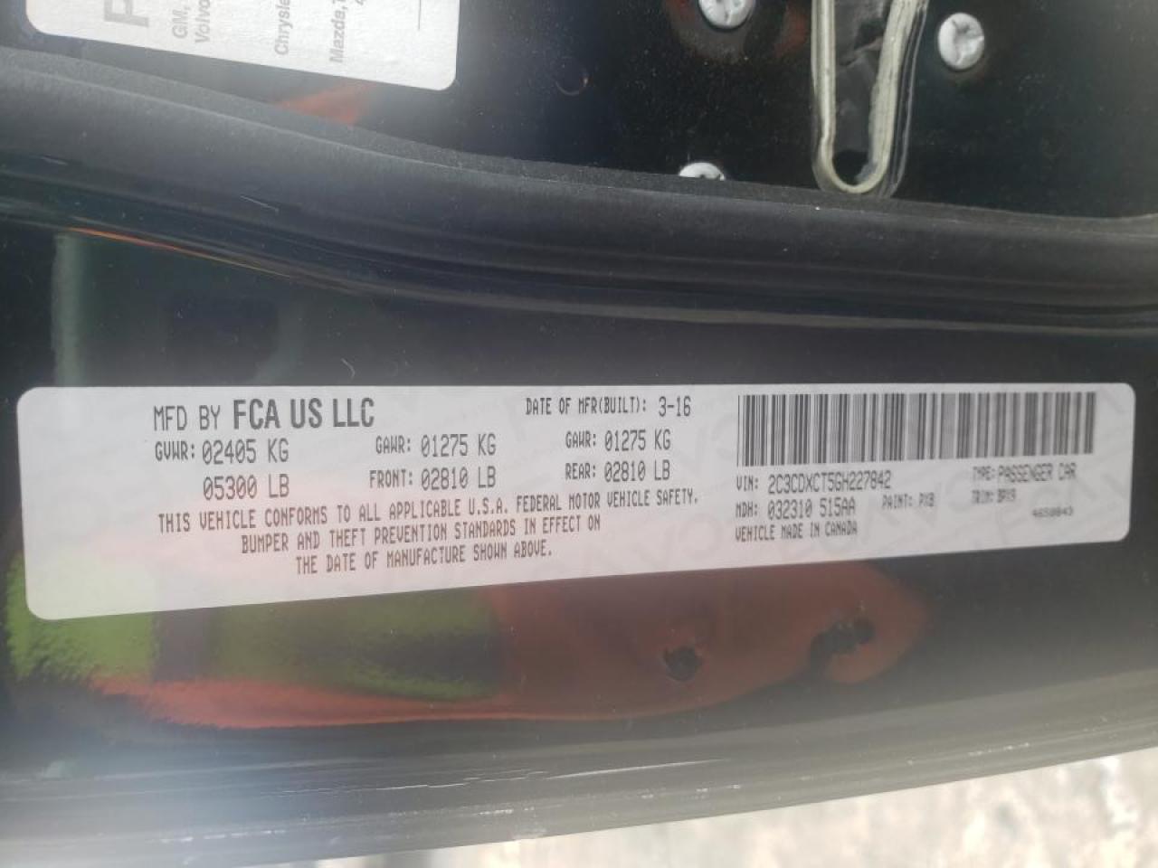 Photo 10 from auction – 2016 DODGE CHARGER R/ with VIN 2C3CDXCT5GH227842