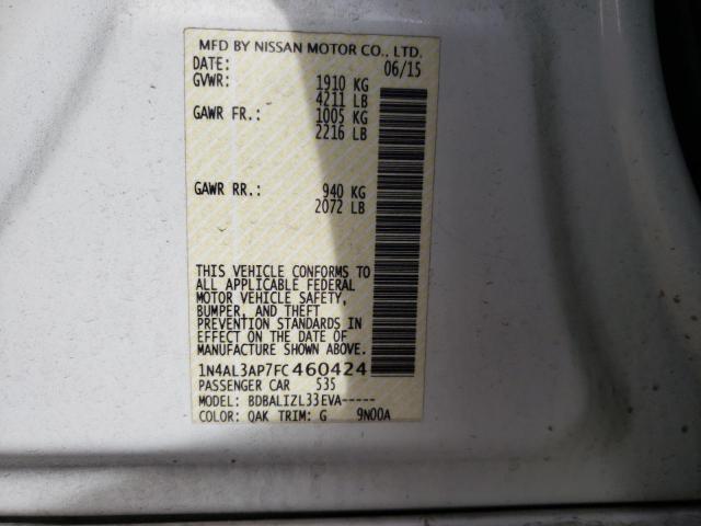 Photo 10 from auction – 2015 NISSAN ALTIMA 2.5 with VIN 1N4AL3AP7FC460424