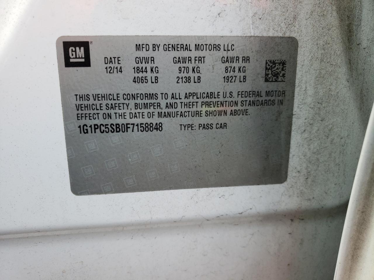 Photo 10 from auction – 2017 CHEVROLET CRUZE with VIN 1G1PC5SB0F7158848