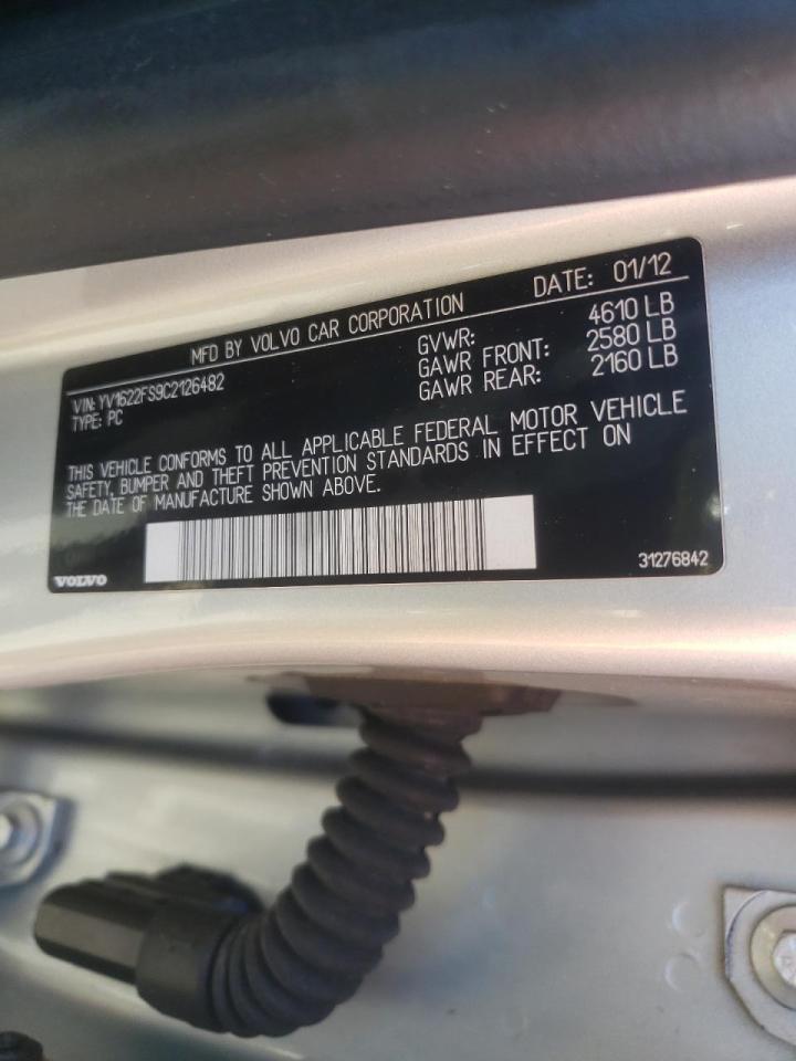 Photo 10 from auction – 2012 VOLVO S60 T5 with VIN YV1622FS9C2126482