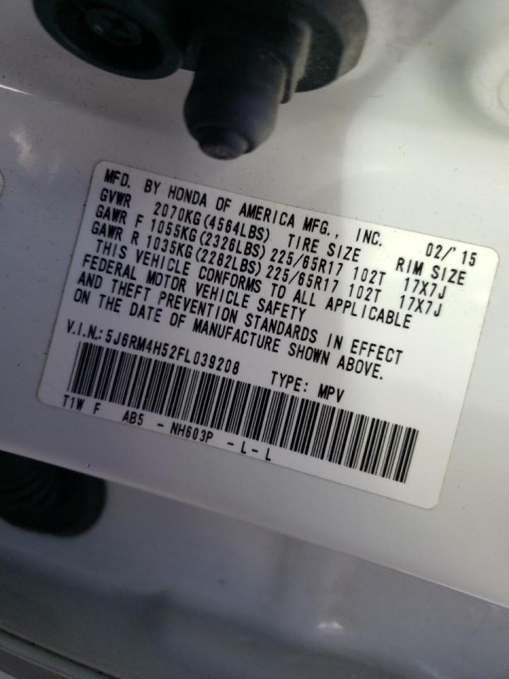 Photo 10 from auction – 2015 HONDA CR-V EX with VIN 5J6RM4H52FL039208