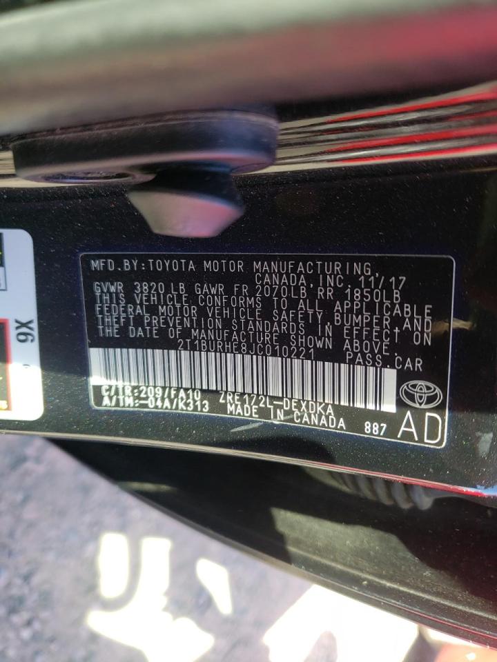 Photo 10 from auction – 2018 TOYOTA COROLLA L with VIN 2T1BURHE8JC010221