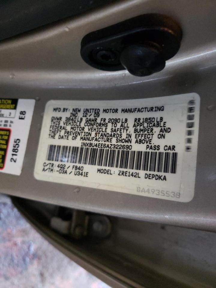 Photo 10 from auction – 2010 TOYOTA COROLLA BA with VIN 1NXBU4EE6AZ322690