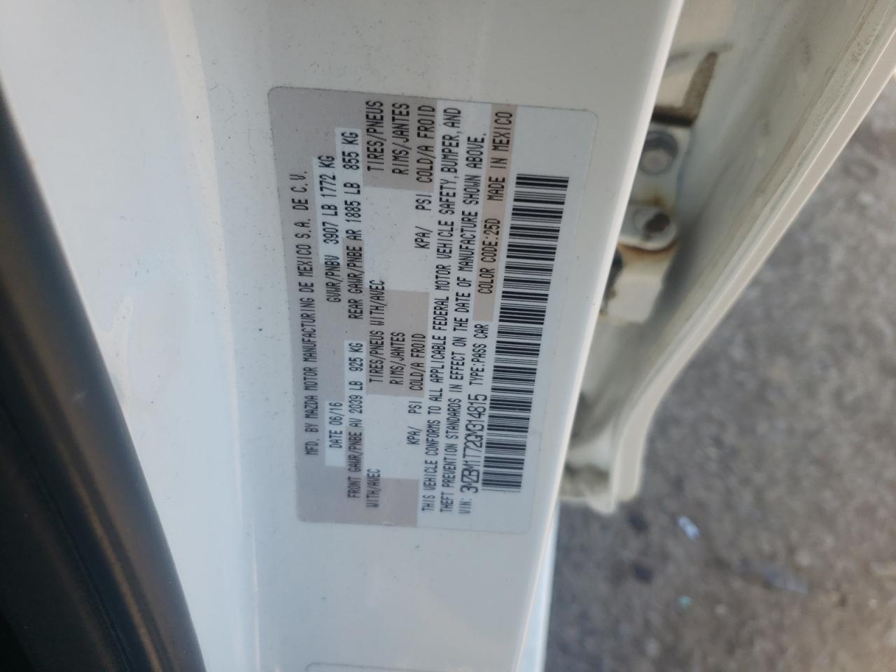 Photo 10 from auction – 2016 MAZDA 3 SPORT with VIN 3MZBM1T72GM314815