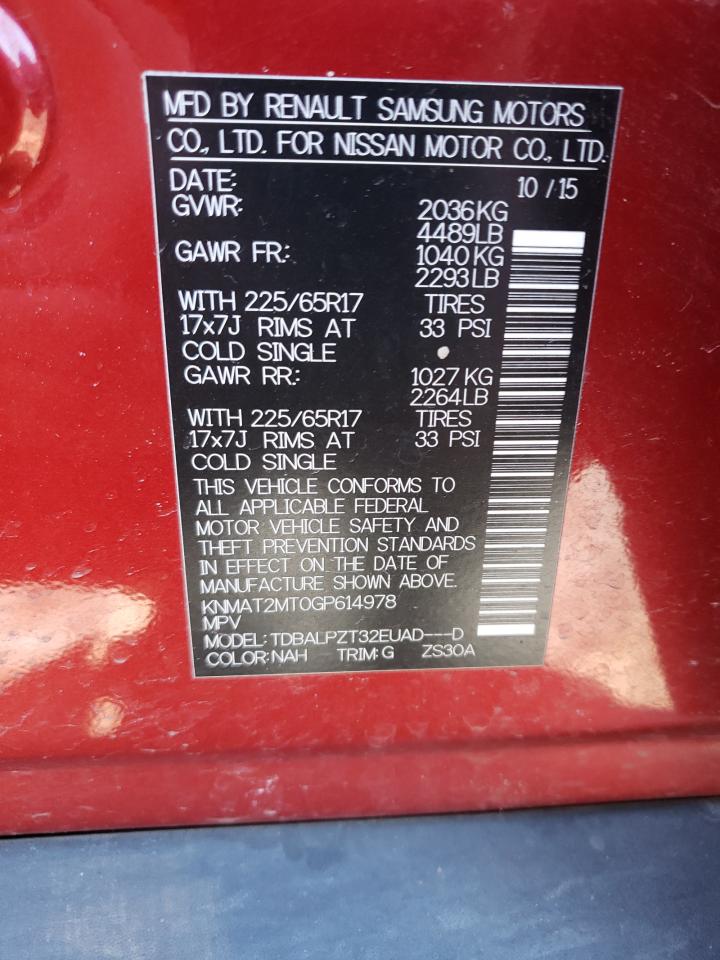 Photo 10 from auction – 2016 NISSAN ROGUE S with VIN KNMAT2MT0GP614978