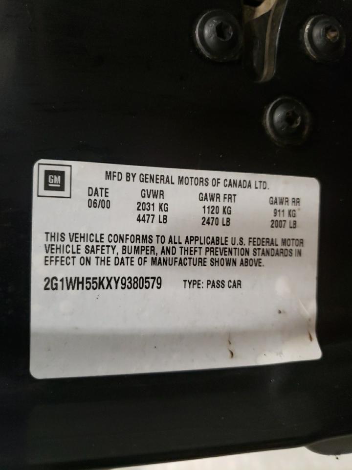 Photo 10 from auction – 2000 CHEVROLET IMPALA LS with VIN 2G1WH55KXY9380579