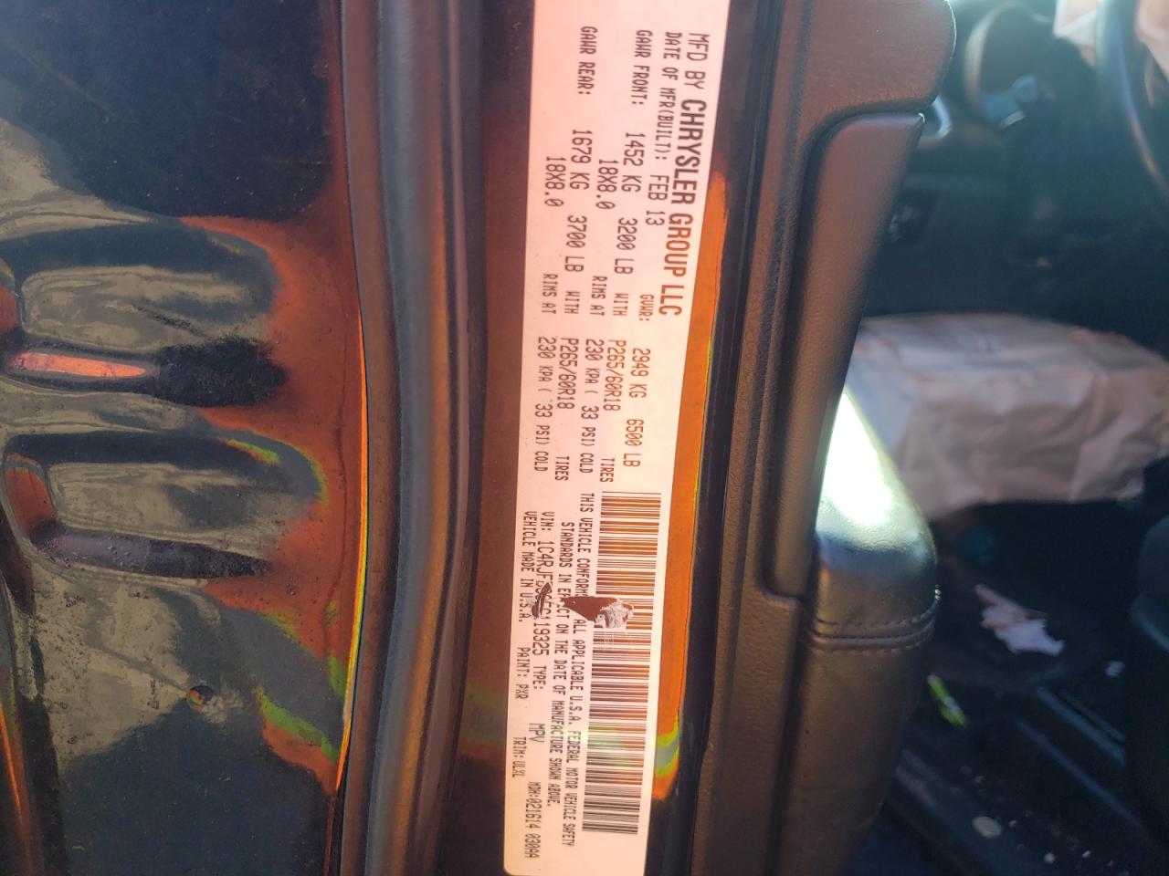 Photo 10 from auction – 2014 JEEP GRAND CHER with VIN 1C4RJFAG6EC242459