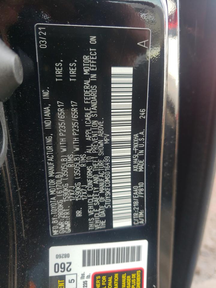Photo 10 from auction – 2021 TOYOTA SIENNA XLE with VIN 5TDYSKFC0MS016499
