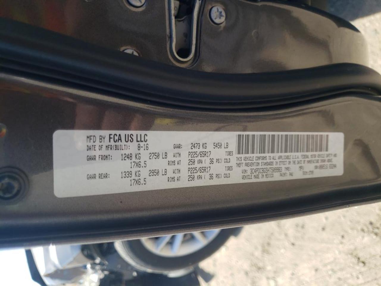 Photo 10 from auction – 2017 DODGE JOURNEY SX with VIN 3C4PDCBG5HT509983