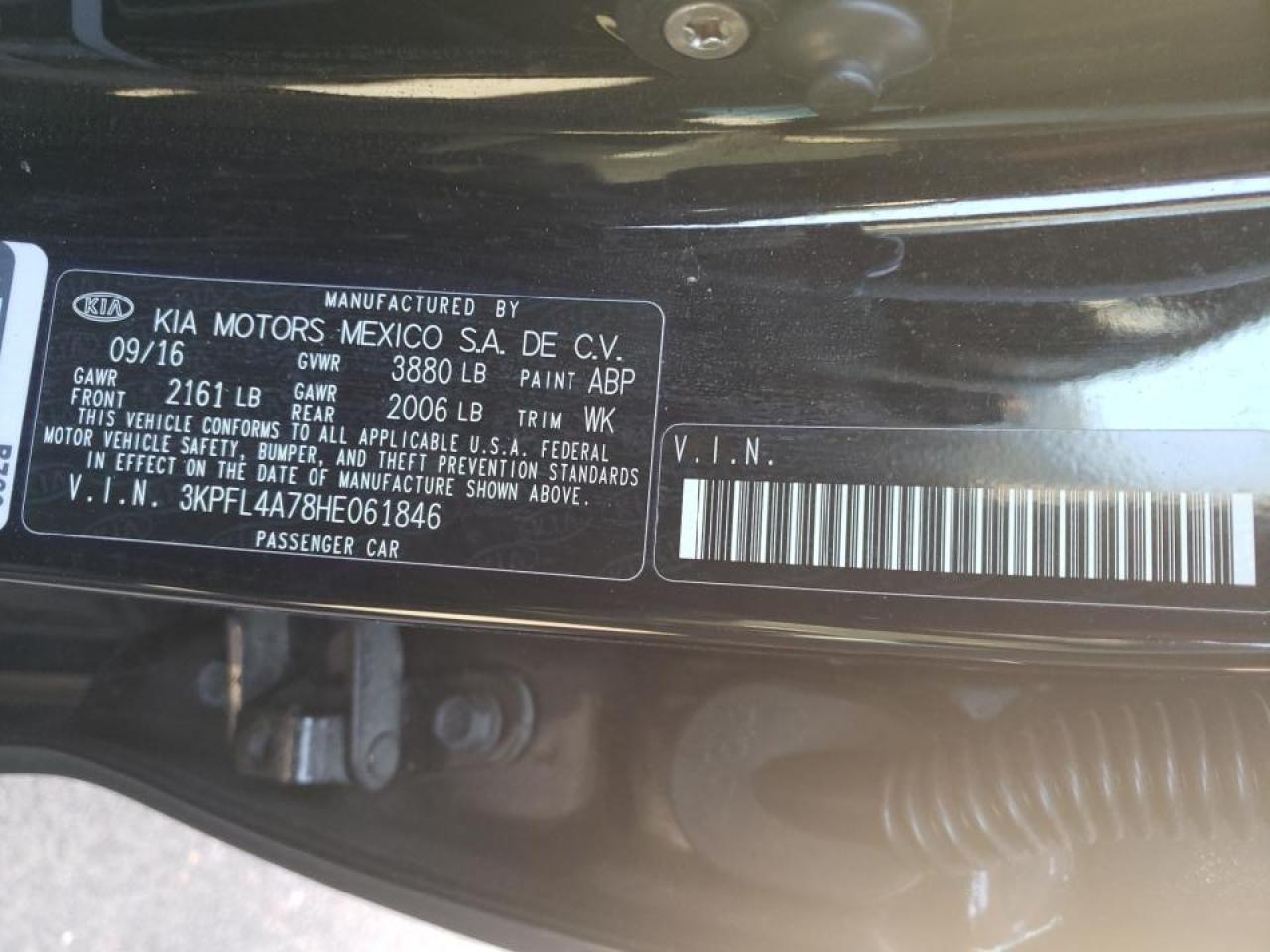 Zdjęcie 10 z aukcji – 2017 KIA FORTE LX z VIN 3KPFL4A78HE061846