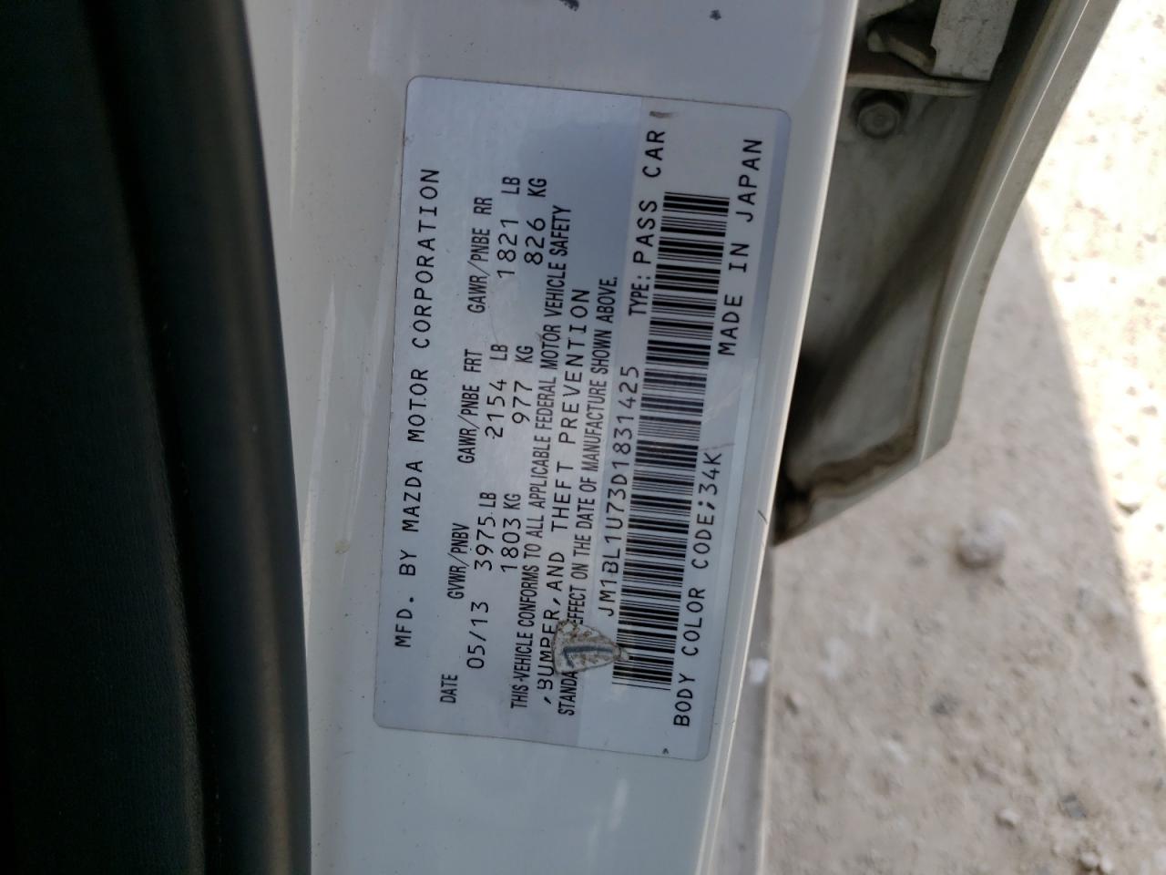 Photo 10 from auction – 2013 MAZDA 3 I with VIN JM1BL1U73D1831425