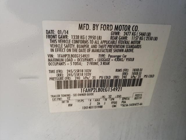 Photo 10 from auction – 2014 FORD TAURUS POL with VIN 1FAHP2L80EG154921