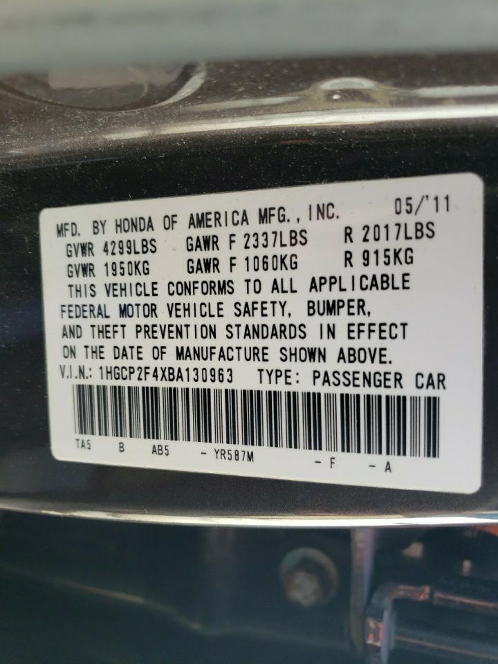 Photo 10 from auction – 2011 HONDA ACCORD LXP with VIN 1HGCP2F4XBA130963