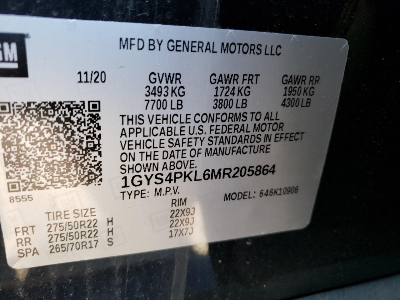 Photo 10 from auction – 2021 CADILLAC ESCALADE E with VIN 1GYS4PKL6MR205864