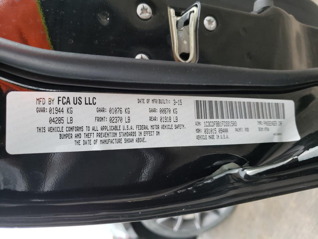 Photo 10 from auction – 2015 DODGE DART SXT with VIN 1C3CDFBB1FD331503
